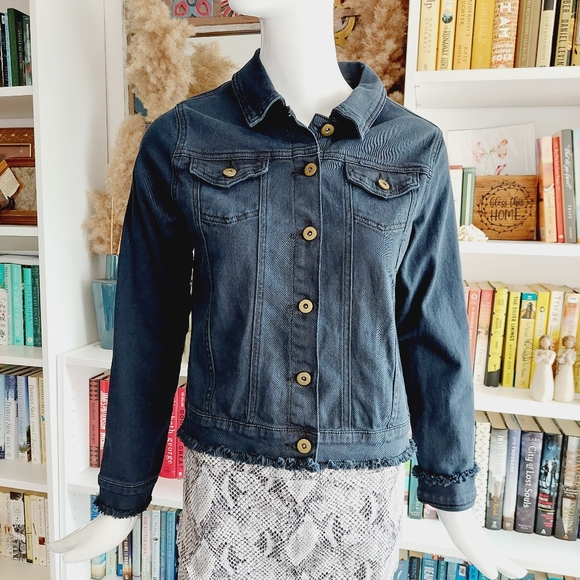 Lemon Tart Jackets & Blazers - Lemon Tart - Jesse Frayed Trim Denim Jacket P396